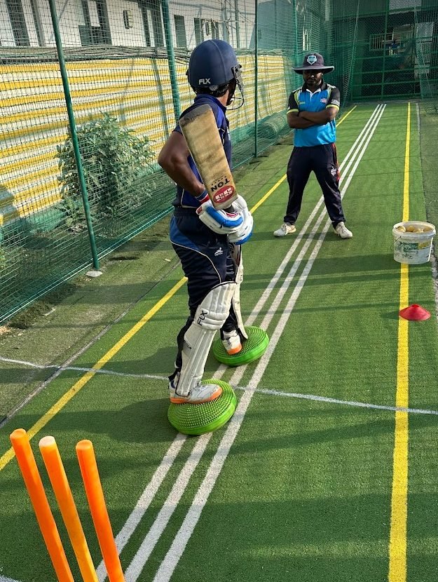 Batting balance drill at KIOC